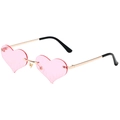 Occhiali da sole a cuore senza montatura con lenti rosa fiammante e montatura in oro - Montatura Dorata Lenti Rosa