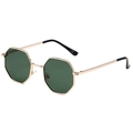 Retro octagonal gold metal frame sunglasses with dark green lenses for men and women - Gold Frame Dark Green Lens