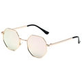 Retro octagonal metal sunglasses with gradient lenses and slim rose gold frames - Gold Frame Barbie Pink