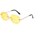 Funny Halloween pumpkin sunglasses with yellow hollow lenses and gold metal frames - Gold Frame Yellow Lenses
