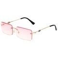 Frameless square metal sunglasses with pink gradient lenses and vintage gold temples - Gold Frame Pink Gradient