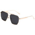 Moderne oversized zonnebril met goudkleurig metalen montuur en donkergrijze glazen - Gouden Frame Grijze Lens