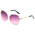 Frameless metal sunglasses with purple gradient lenses and gold hollow decorative arms - Gold Frame Purple Pink Gradient