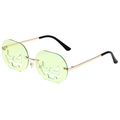 Halloween pumpkin shaped green frameless sunglasses with gold metal temples for parties - Gold Frame Green