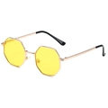 Retro octagonal sunglasses with rose gold metal frames and translucent yellow lenses - Gold Frame Yellow Lenses