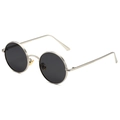 Lunettes de soleil punk rondes rétro avec monture métal argenté et verres gris foncé - Monture Argent Verres Gris