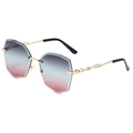 Lunettes de soleil sans monture avec verres dégradés bleu-rose et branches dorées tissées - Cadre Doré Dégradé Gris Rouge