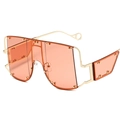 Futuristic oversized orange sunglasses with gold frame and decorative metal rivets - Gold Frame Orange Lens