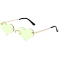 Frameless heart-shaped sunglasses with light green lenses and gold metal temples - Gold Frame Green