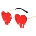 Lunettes de soleil cœur fondant avec verres rouges et monture métallique dorée - Monture Dorée Verres Rouges