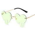 Lunettes de soleil cœur uniques avec verres goutte vert clair et monture dorée - Monture Or Vert