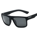 Classic black polarized sunglasses for men with matte finish frames and dark grey lenses - Black Frame Grey Lens Black Legs