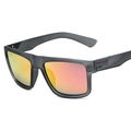 Polarized sports sunglasses with matte black frames and orange mirrored lenses - Grey Frame Red Mirror