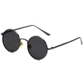 Lunettes de soleil rondes rétro avec verres gris et monture en métal texturé pour homme - Monture Gunmetal Verres Gris
