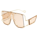 Oversized gold rivet sunglasses with rimless tea lenses and geometric temples - Gold Frame Champagne