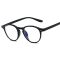 Lunettes rondes TR90 noires anti-lumière bleue avec détails de rivets métalliques vintage - Noir Brillant