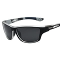 Polarisierte Sport-Sonnenbrille für Herren mit schwarzem Rahmen und silbernen Details - Schwarz Grauer Rahmen Graue Gläser