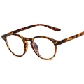 Monture de lunettes ronde rétro TR90 écaille de tortue avec verres anti-lumière bleue unisexe - C4 Écaille