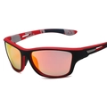 Aerodynamische Sportsonnenbrille in Schwarz-Rot mit orangefarbenen Polgläsern zum Radfahren - Schwarz Roter Rahmen Rot Verspiegelt
