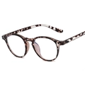 Classic round TR90 tortoiseshell glasses frame with silver metal rivets at 45-degree angle - C5 White Leopard