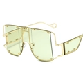Oversized gold metal frame sunglasses with light green lenses and rivet accents - Gold Frame Green