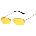 Frameless rectangular sunglasses with yellow lenses and gold metal frames for trendy look - Gold Frame Yellow Lenses