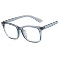 Transparent grey square anti-blue light glasses with metal rivets in a 45-degree side view - Transparent Light Blue