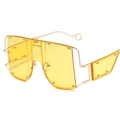 Oversized punk style sunglasses with gold metal frame, yellow lenses and rivet details - Gold Frame Yellow Lenses