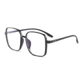 Occhiali quadrati in TR90 neri classici anti-luce blu con montatura ampia e alla moda - Nero Lucido
