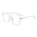 Minimalist square transparent TR90 blue light blocking glasses frame in clear finish - Clear