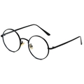 Retro round frame sunglasses with a black metal frame and gold nose pads in a vintage style - Black Frame Clear Lens