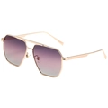 Rose gold pilot sunglasses with hexagon purple gradient lenses and double bridge design - Gold Frame Gradient Pink