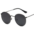 Classic round polarized sunglasses with gunmetal frame and dark grey lenses for a retro look - Gunmetal Frame Grey Lens