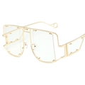 Punk oversized gold frame eyewear with rivet studs and clear flat lenses - Gold Frame Clear