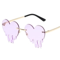 Lunettes de soleil cœur larmoyant avec verres violets et monture en métal doré - Monture Dorée Verres Violets