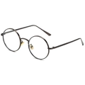Retro punk round sunglasses with thin gunmetal frame and adjustable golden nose pads - Gunmetal Frame Clear Lens