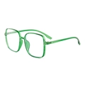 Transparent green TR90 square eyeglass frames with wide temples and anti-blue light lenses - Transparent Green