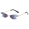 Fashion rimless dragonfly wing sunglasses with blue gradient lenses and gold frames - Gold Frame Blue Gradient