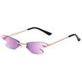Chic rimless dragonfly wing sunglasses with purple lenses and rose gold metal frame - Gold Frame Purple Gradient