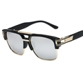 Lunettes de soleil carrées rétro avec monture noire et verres miroir argentés - Monture Noire Miroir Argent