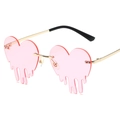 Lunettes de soleil cœur rose avec effet fondant et monture en métal doré élégante - Monture Dorée Verres Roses