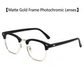 Occhiali fotocromatici semi-rimless retrò con montatura in metallo nero opaco e oro - Nero Opaco Montatura Oro Fotocromatico
