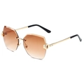 Modische randlose Oversize-Sonnenbrille mit braunen Verlaufsgläsern und goldener Fassung - Goldener Rahmen Doppelt Tee