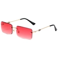 Frameless square sunglasses with red gradient lenses and gold vintage metal frames - Gold Frame Red Gradient