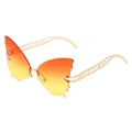 Chic rimless butterfly shaped sunglasses with orange gradient lenses and gold metal frames - Gold Frame Orange to Yellow Gradient Lens