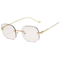 Occhiali quadrati senza montatura minimalisti con montatura in metallo dorato e lenti viola - Montatura Oro Champagne