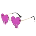 Lunettes de soleil cœur dégoulinant sans monture avec verres roses et monture dorée - Monture Dorée Violet Foncé