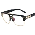 Lunettes de soleil carrées rétro noir et or avec monture à double pont élégante - Monture Noire Verres Transparents