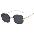 Lunettes de soleil carrées sans monture avec cadre doré et verres noirs - Monture Dorée Verres Gris
