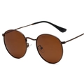Vintage round polarized sunglasses with brown lenses and a slim dark metal frame - Tea Frame Tea Lens